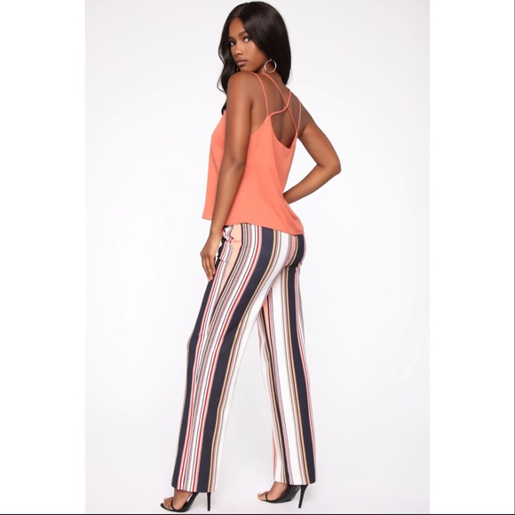 Fashion Nova More Stripes Flare Pants - Salmon - Picture 7 of 10